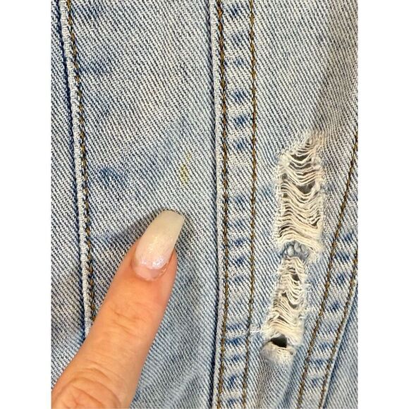 Carbon Savage Embroidered Dragon Rose Distressed Ripped Denim Jacket, Men's XXL - Picture 2 of 12